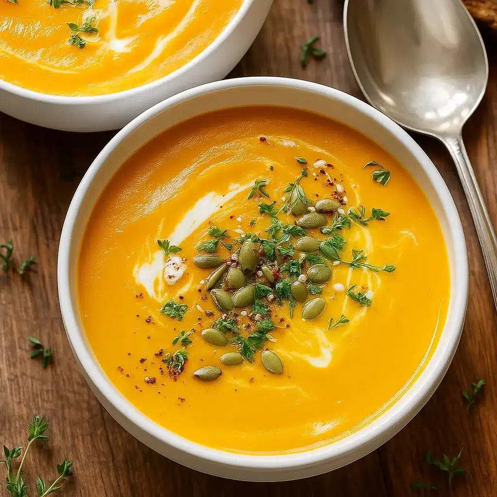 butternut squash soup with creamy swirl
