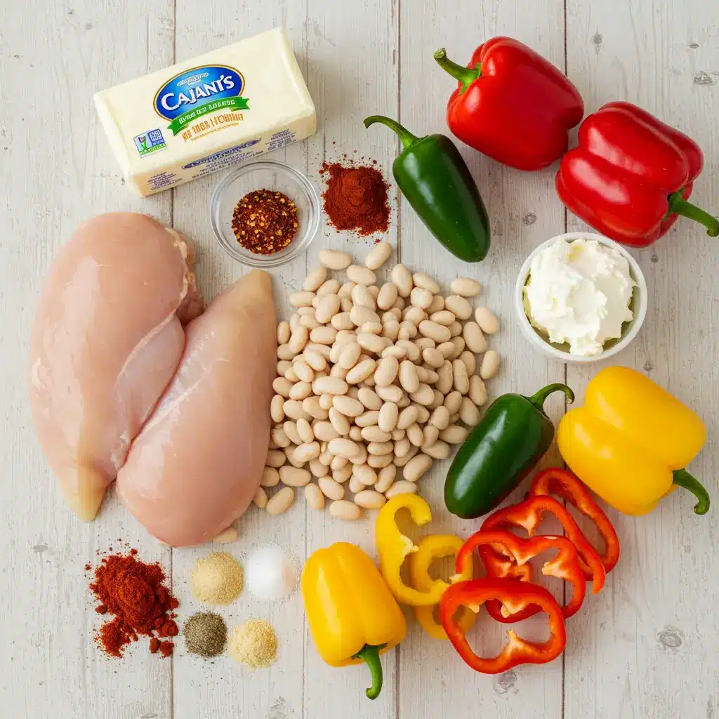 Ingredients for Cajun White Chicken Chili recipe