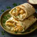 Cheesy Garlic Chicken Wraps served warm with melted cheddar.