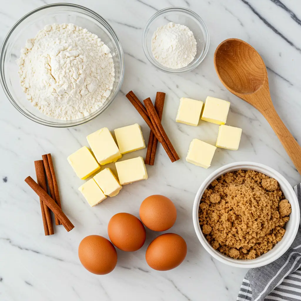 Coffee Cake Cookies baking ingredients on countertop