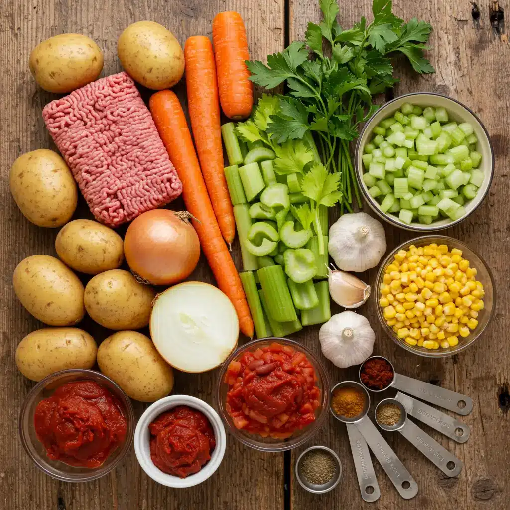 cowboy soup ingredients laid out