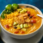 creamy chicken tortilla soup with toppings