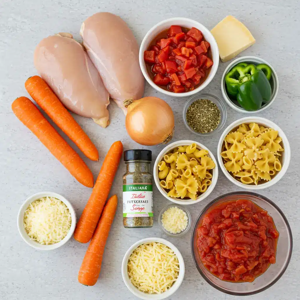 Crock Pot Italian Chicken Soup ingredients displayed on table