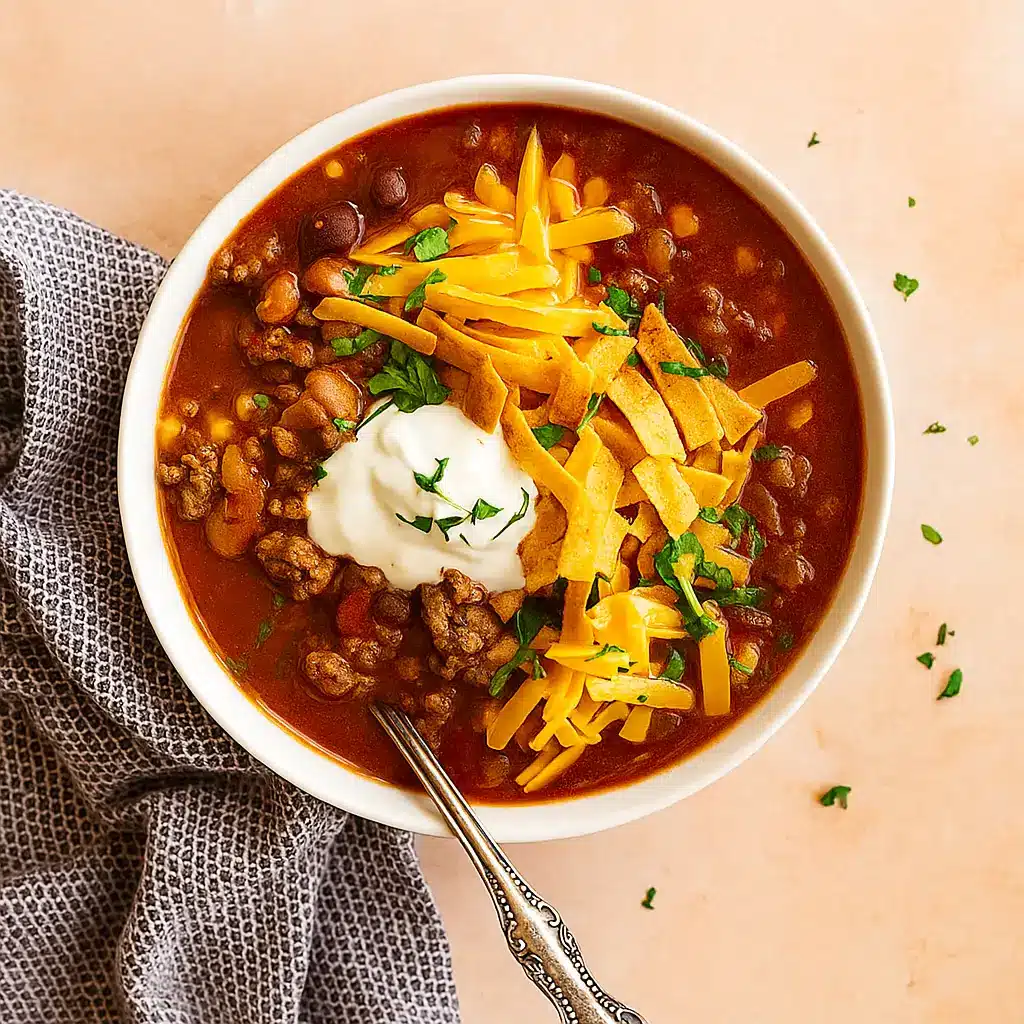 easy taco soup recipe with toppings