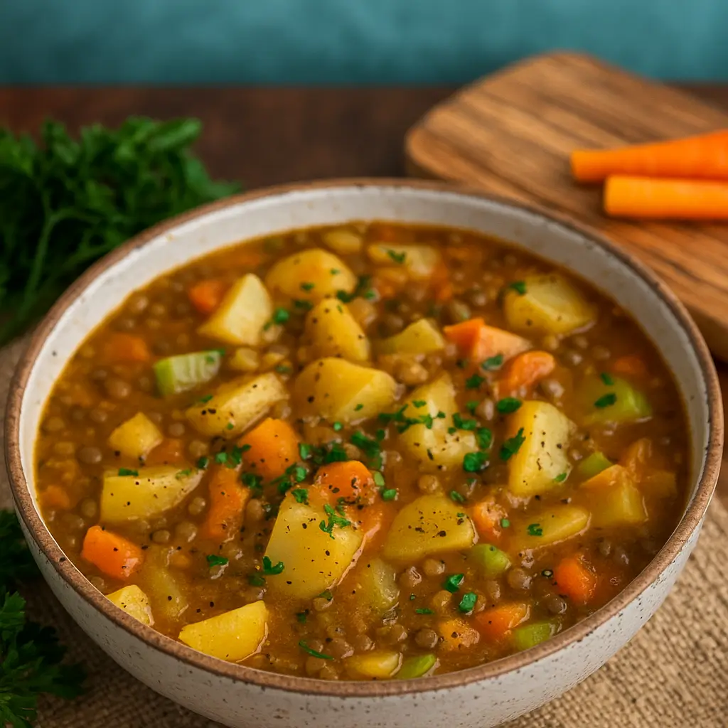Hearty Vegan Stew Recipe served with bread
