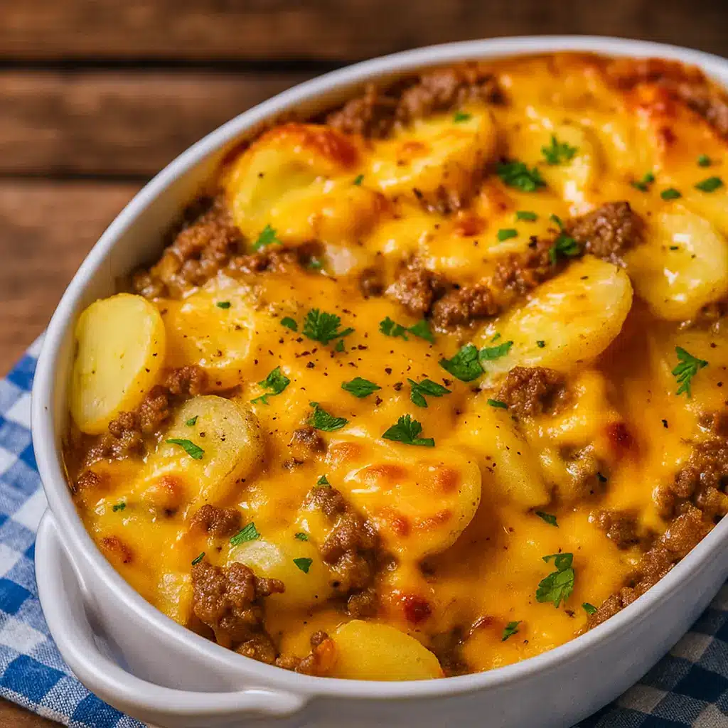 Hobo Casserole Ground Beef Recipe fresh out of the oven