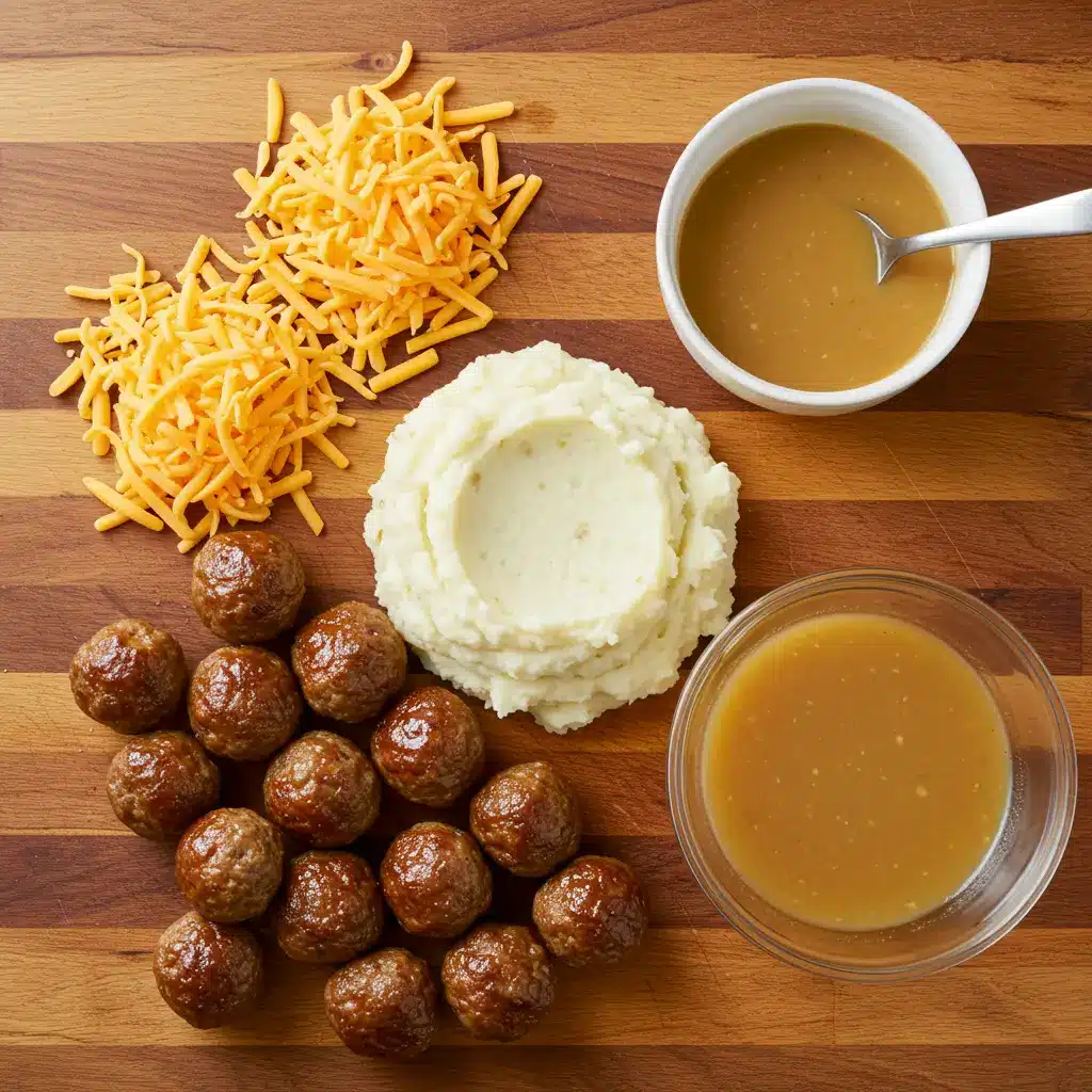 Ingredients for Meatball & Mashed Potato Bake