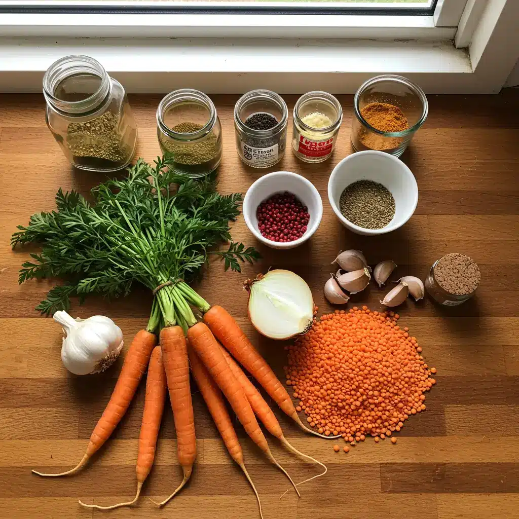 Ingredients for One Pot Creamy Carrot Lentil Soup