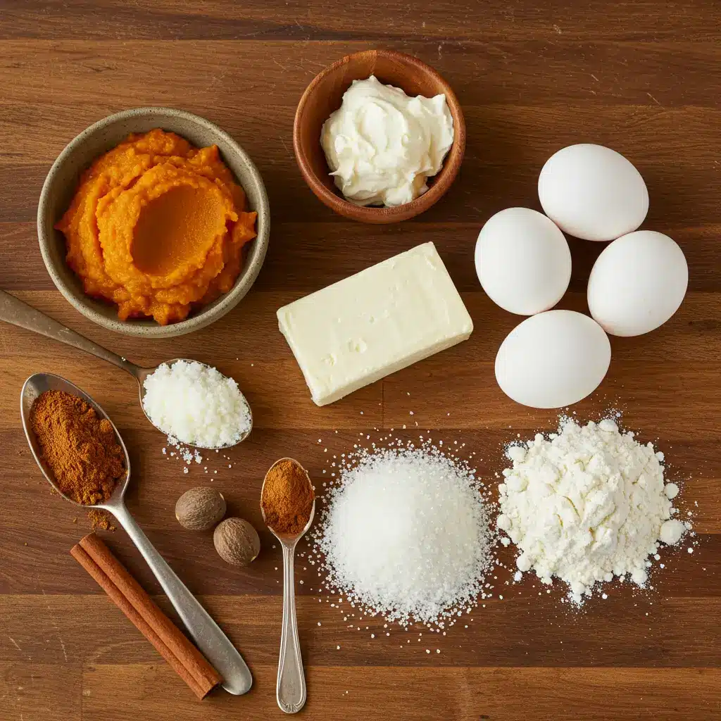 Pumpkin Bread with Cream Cheese Swirl Recipe Ingredients Display