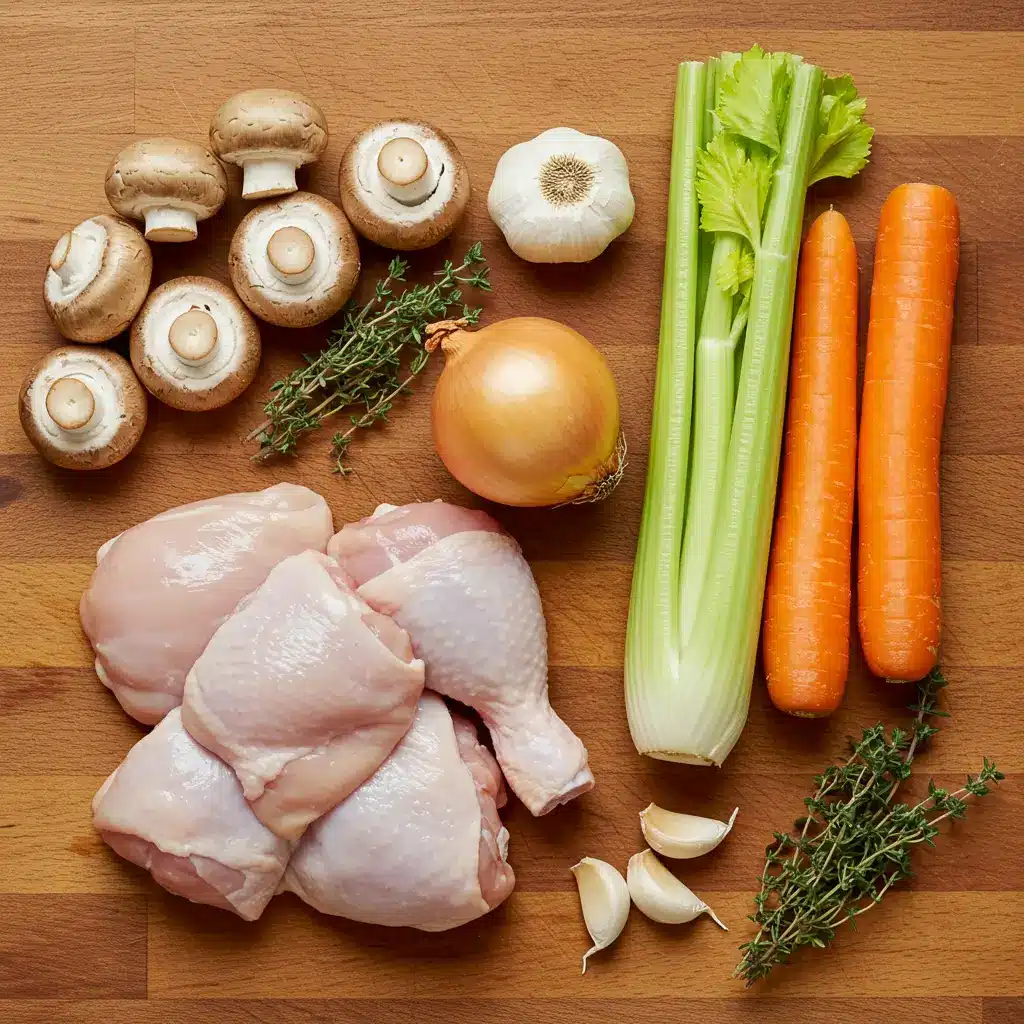 Ingredients for Rotisserie Chicken and Mushroom Soup