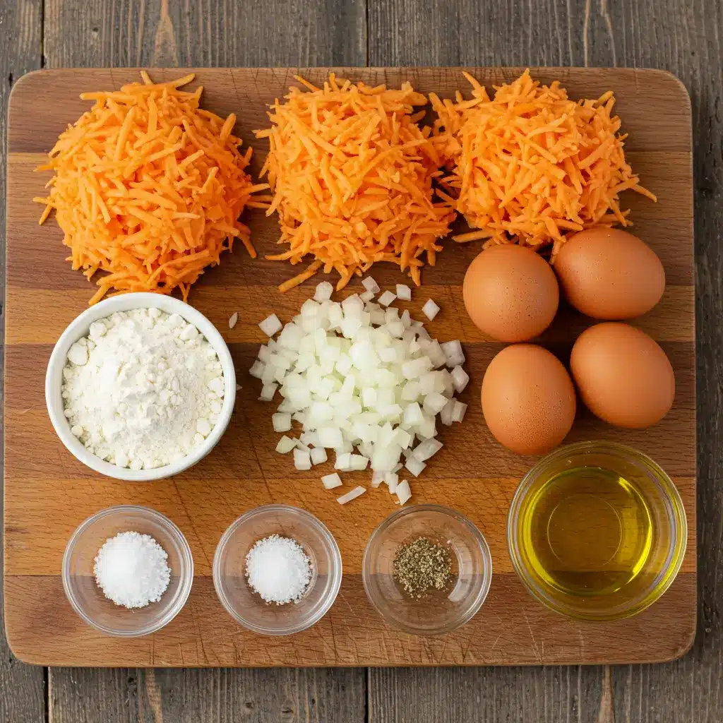savory sweet potato hash browns ingredients flat lay
