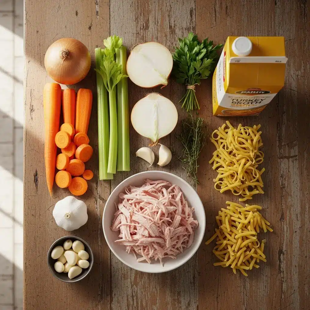 Ingredients for 30-Minute Turkey Noodle Soup