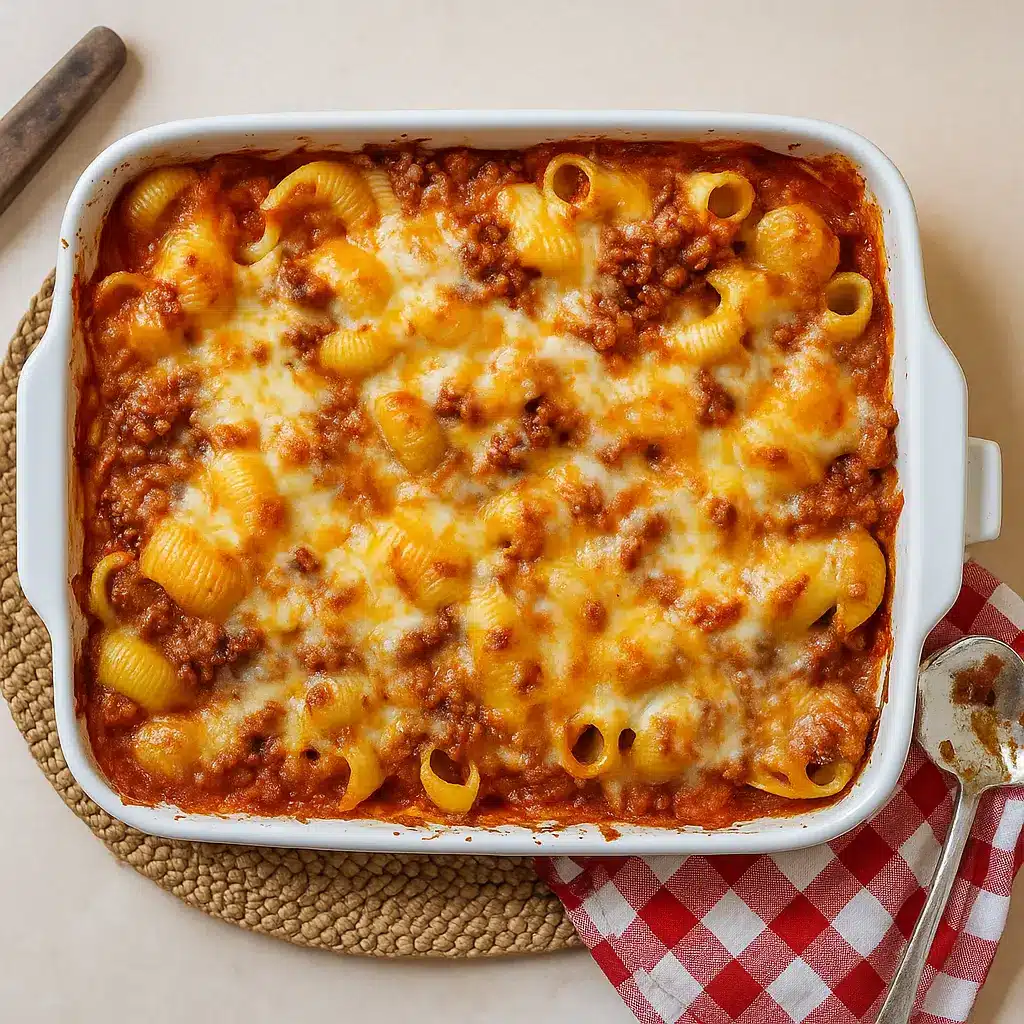4-Ingredient Hamburger Casserole fresh from oven