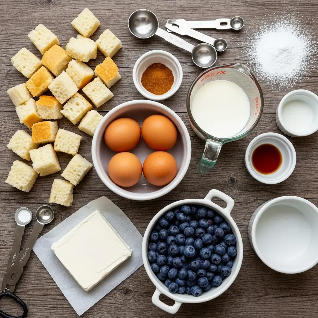 Ingredients for Blueberry French Toast Casserole