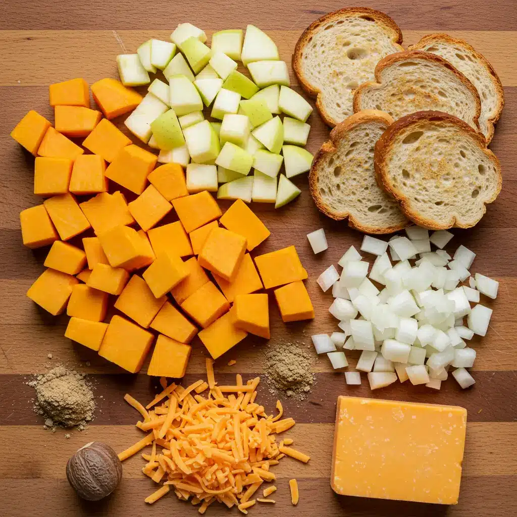 Ingredients for Butternut Squash & Apple Soup with Cheddar Croutons