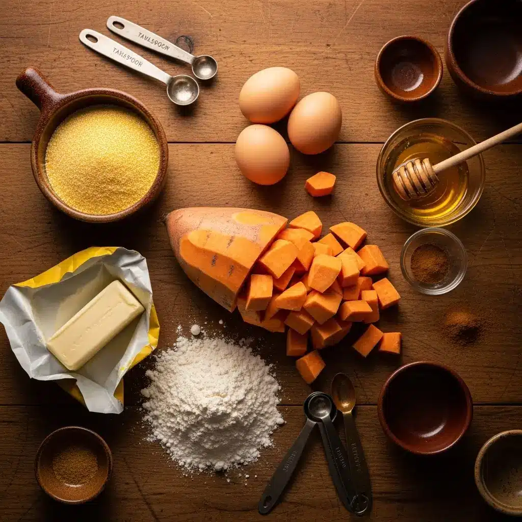 Ingredients for Cinnamon Honey Butter Sweet Potato Cornbread