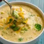 Copycat Panera Broccoli Cheddar Soup in a bread bowl