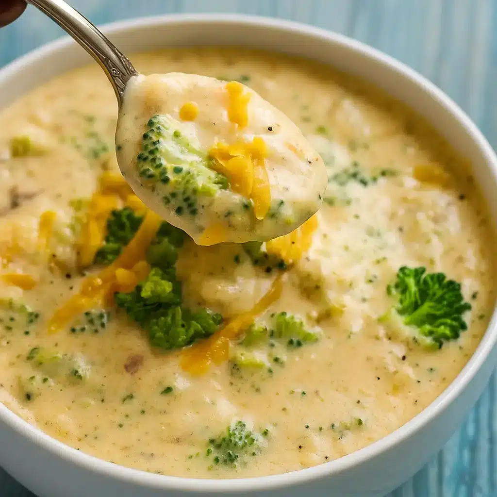 Copycat Panera Broccoli Cheddar Soup in a bread bowl