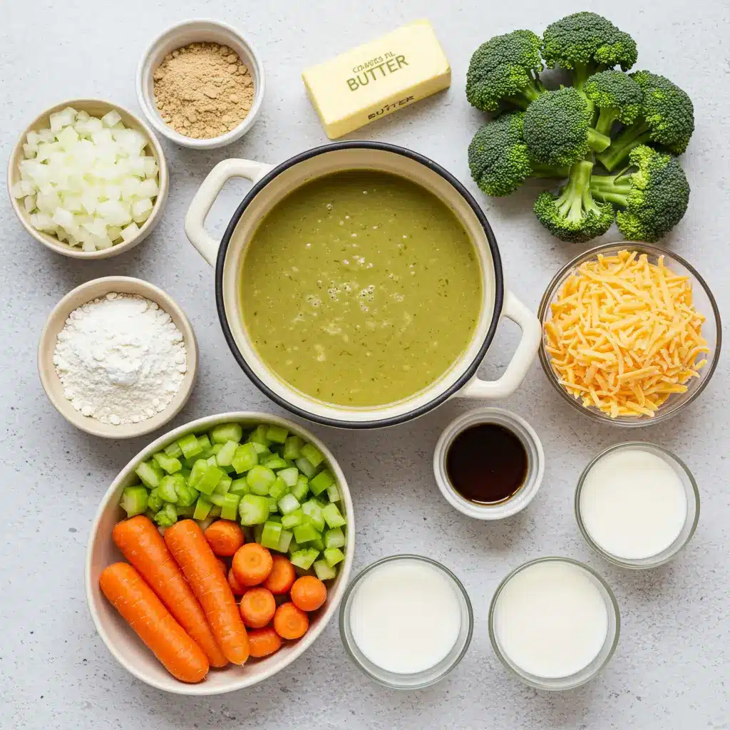 Ingredients for Copycat Panera Broccoli Cheddar Soup