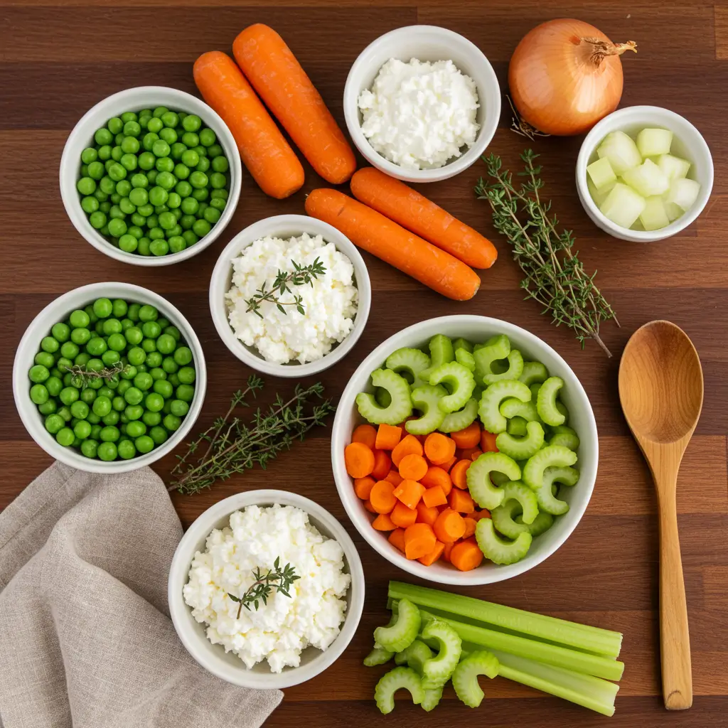 Cottage Cheese Chicken Soup ingredients on kitchen counter