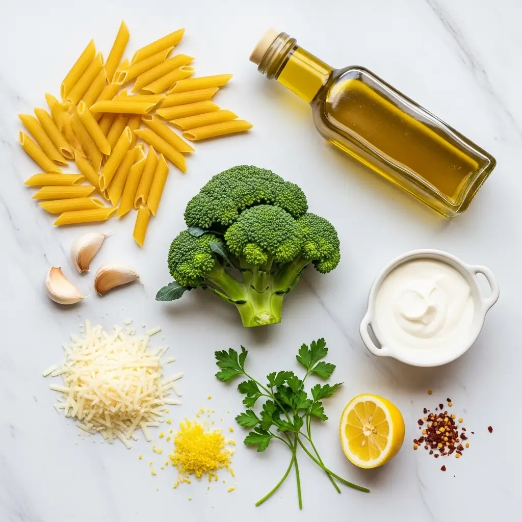 Ingredients for Creamy Broccoli Pasta