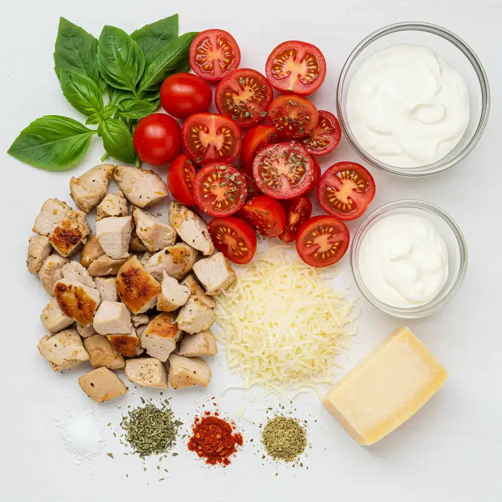Ingredients for creamy chicken Parmesan soup