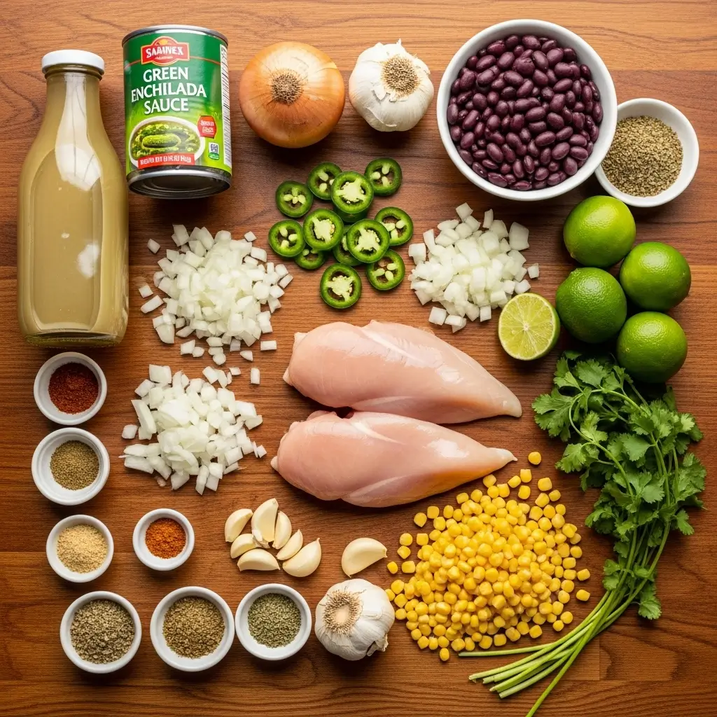 Ingredients for Crock Pot Green Enchilada Chicken Soup