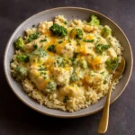 Crockpot Creamy Broccoli Cheddar Chicken in bowl