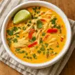 Crockpot Thai Coconut Chicken Soup in Bowl