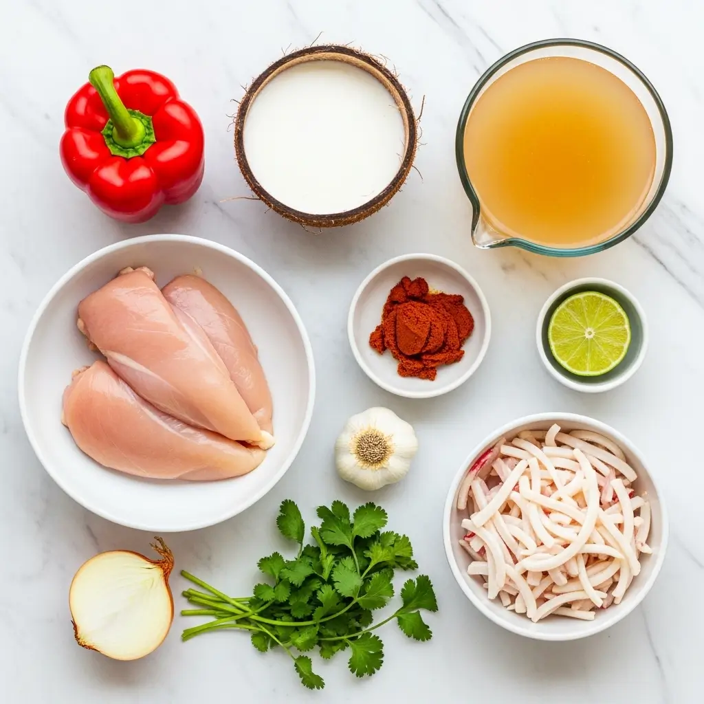 Ingredients for Crockpot Thai Coconut Chicken Soup