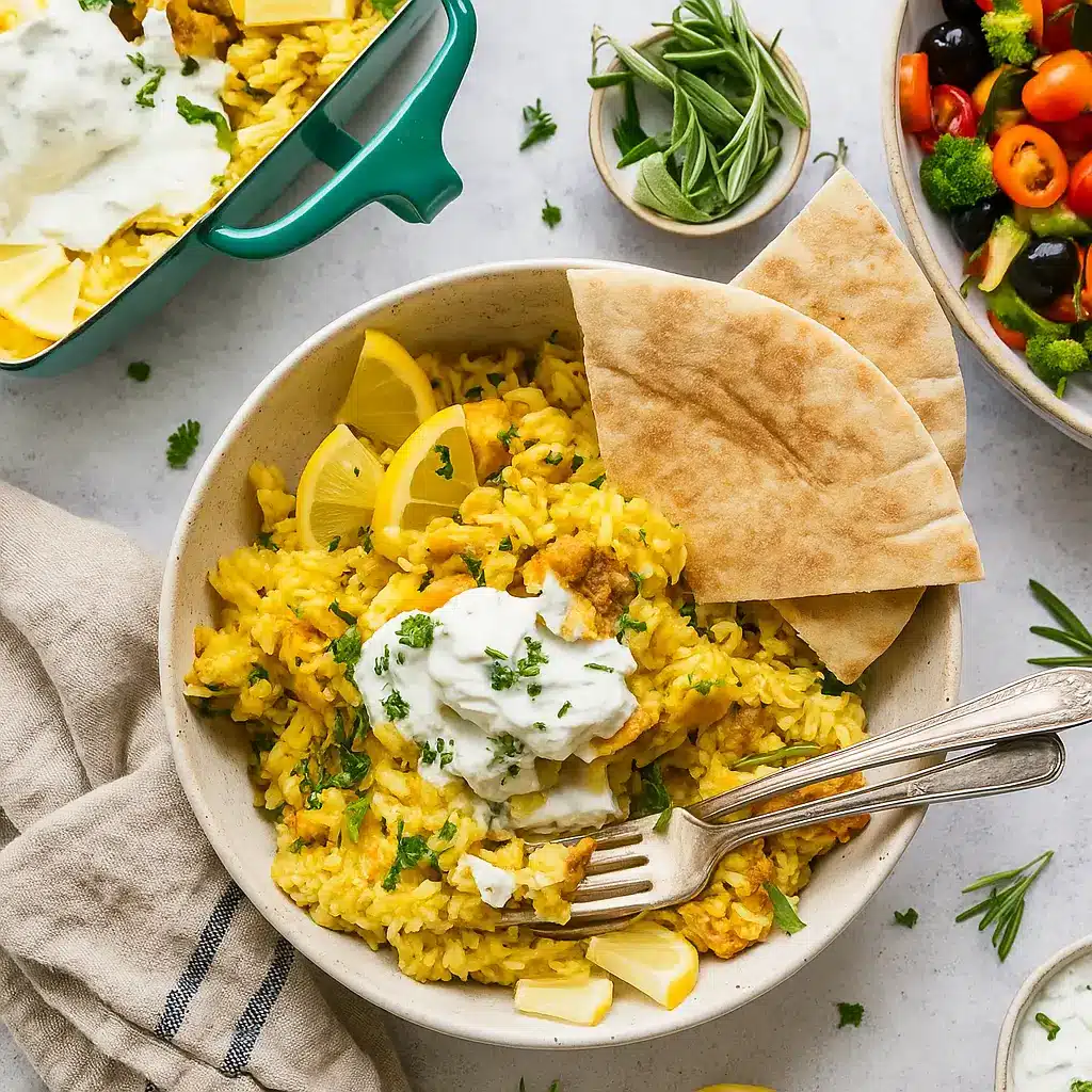 dump-and-bake chicken tzatziki with rice