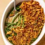 Easy Green Bean Casserole in rustic setting