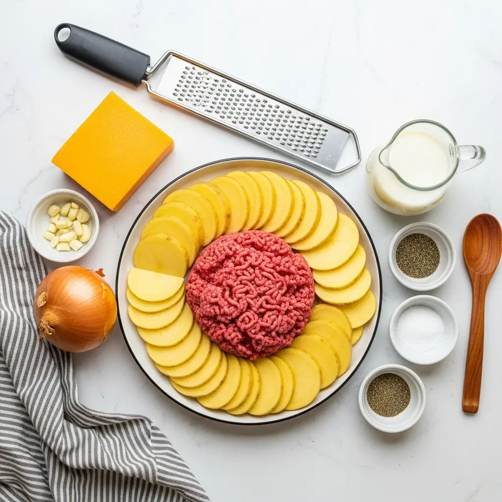 Ingredients for Easy Hamburger Potato Casserole