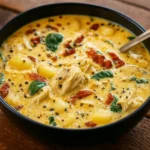 Easy Marry Me Chicken Soup in rustic bowl