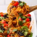 Easy Taco Casserole baked with cheese and chips
