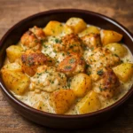 Garlic Parmesan Crockpot Chicken and Potatoes in slow cooker