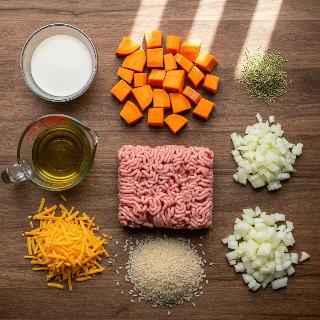 Ingredients for Ground Turkey and Sweet Potato Casserole