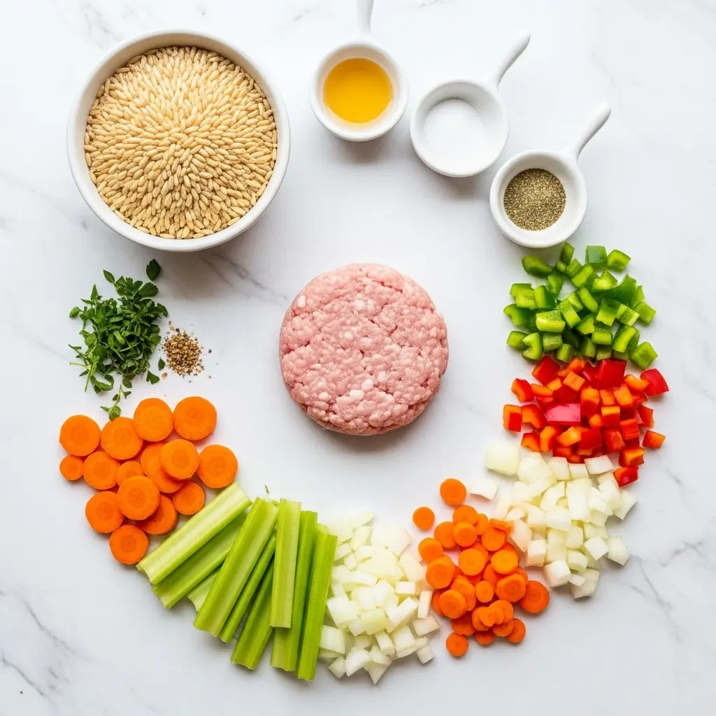Ingredients for Ground Turkey Vegetable Soup with Rice