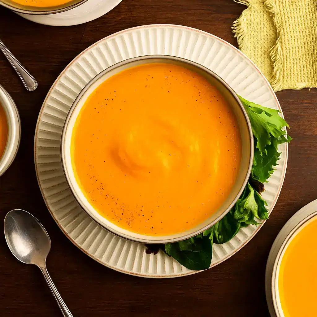 Healing Slow Cooker Carrot Soup in a rustic bowl
