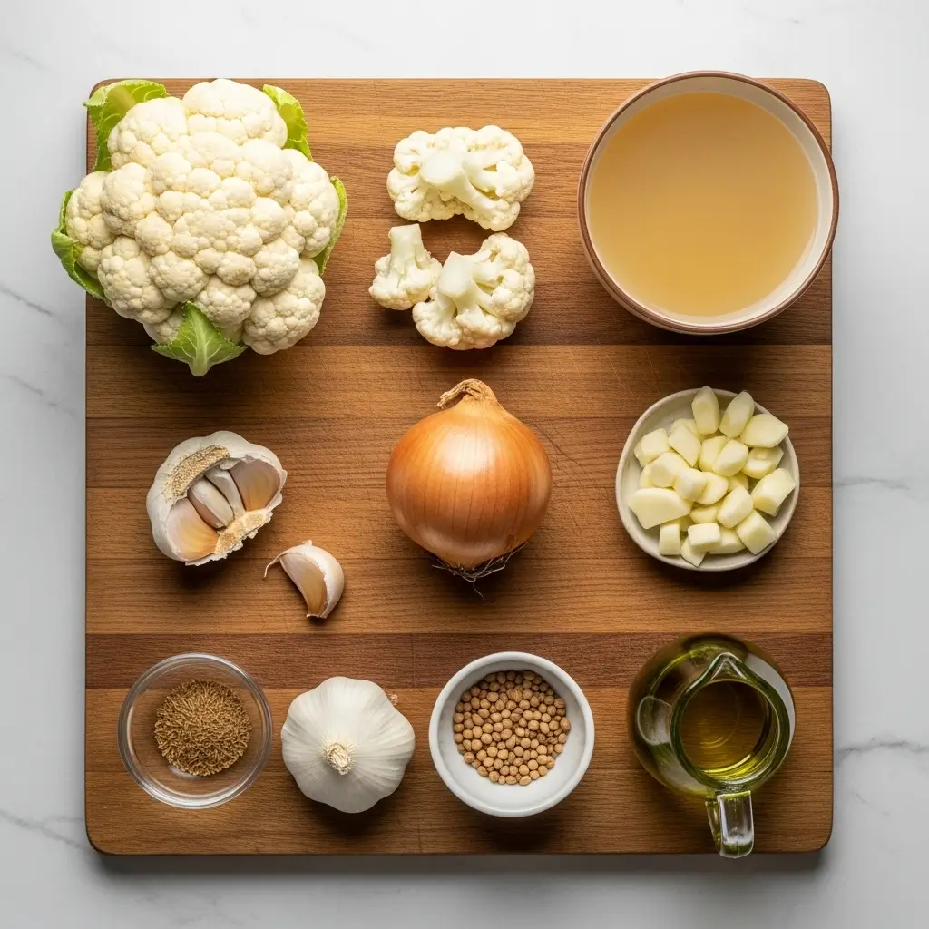 Ingredients for Healthy Roasted Cauliflower Soup