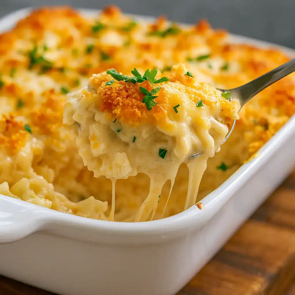 Hearty Angel Chicken Rice Casserole fresh out of oven