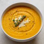 Homemade Butternut Squash Soup Recipe in rustic bowl