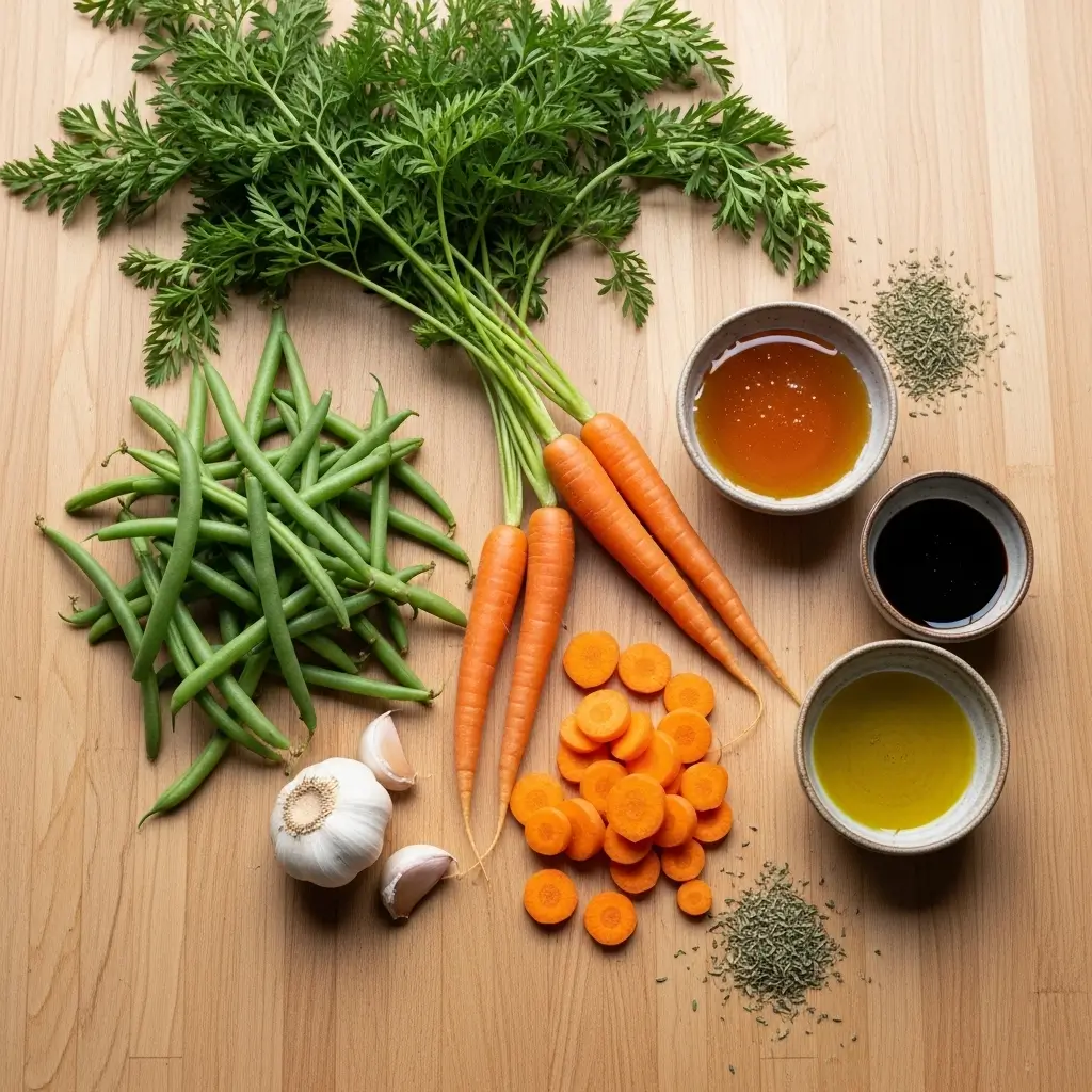 Ingredients for Honey Glazed Carrots & Green Beans