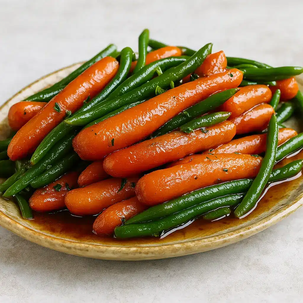 Honey Glazed Carrots &amp; Green Beans on Platter