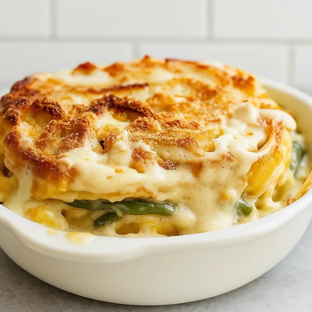 Ina Garten Green Bean Casserole with crispy onion topping
