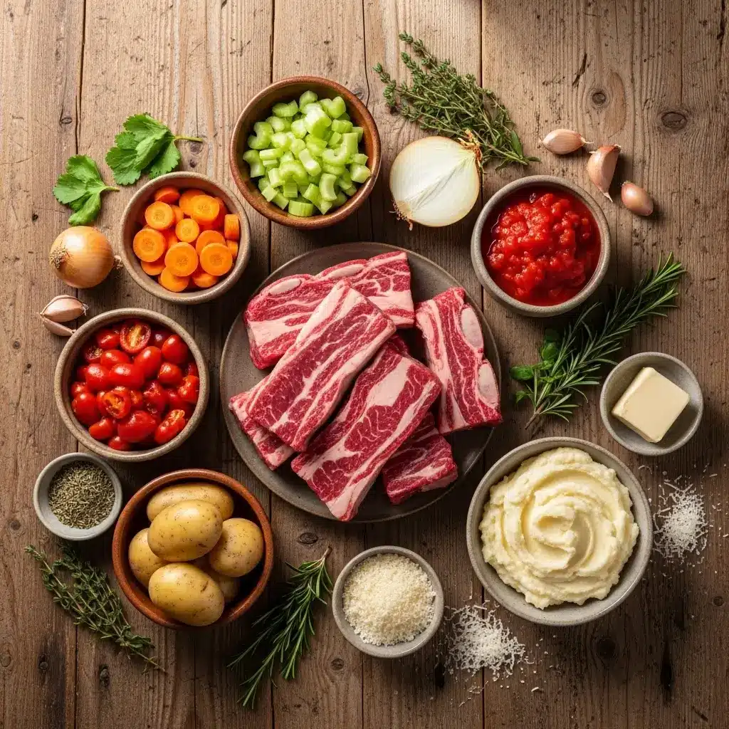 Ingredients for Short Rib Ragu with Parmesan Mashed Potatoes