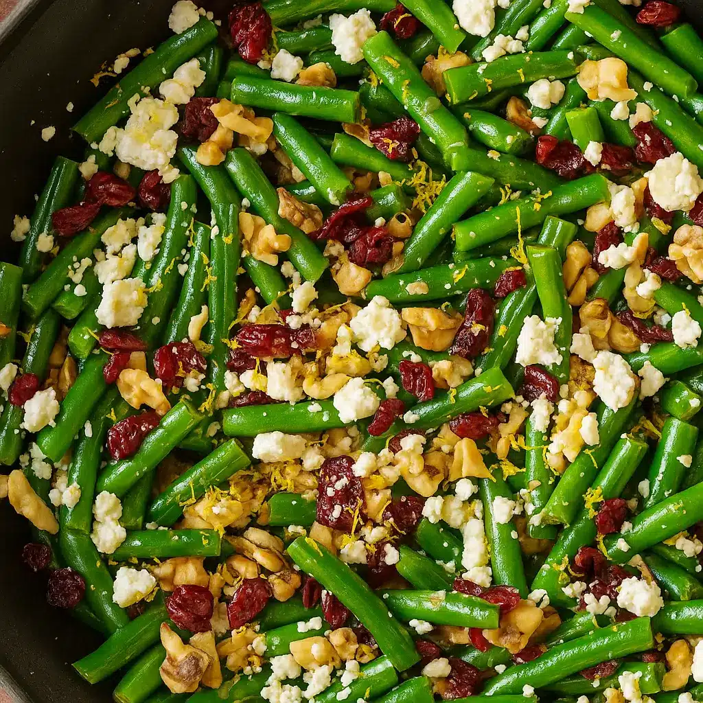 Lemon Butter Green Beans with Cranberries, Walnuts, and Feta