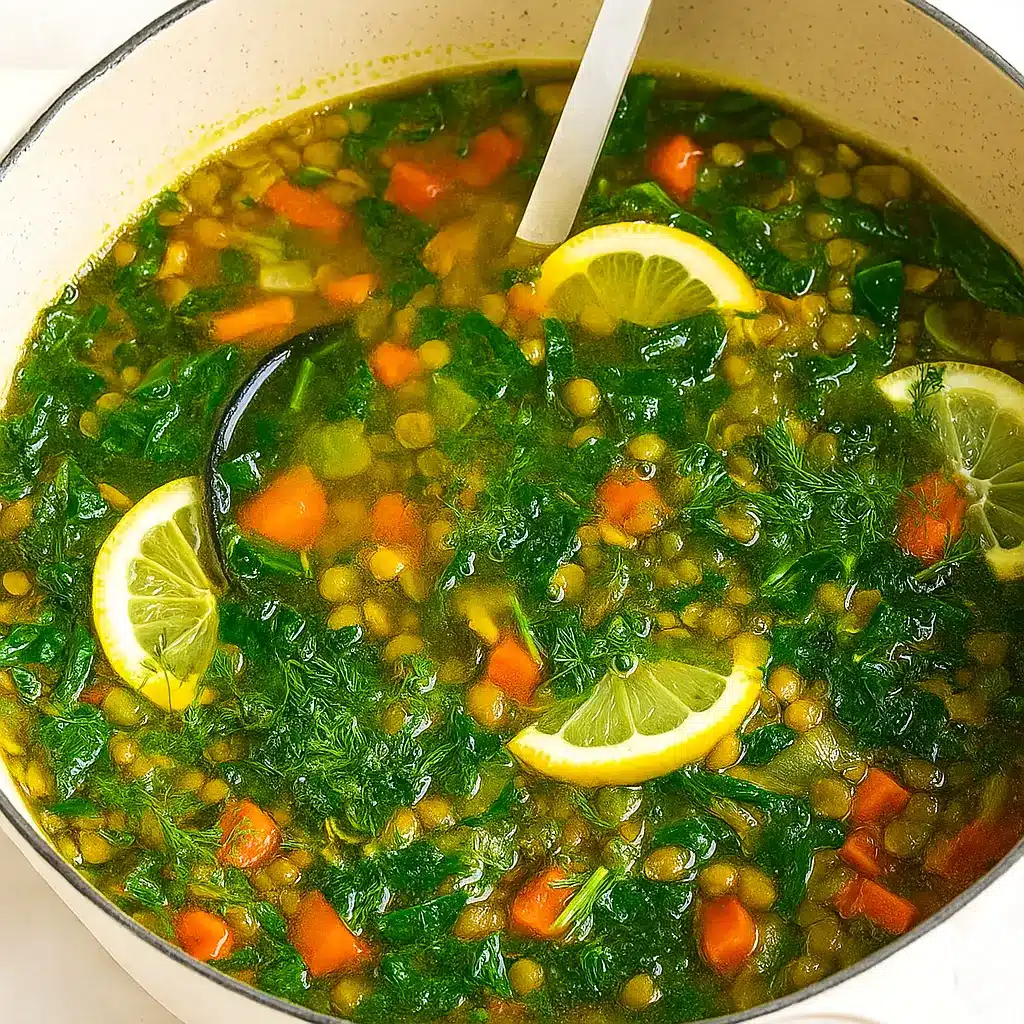 Lemon Turmeric Lentil Soup in a cozy bowl