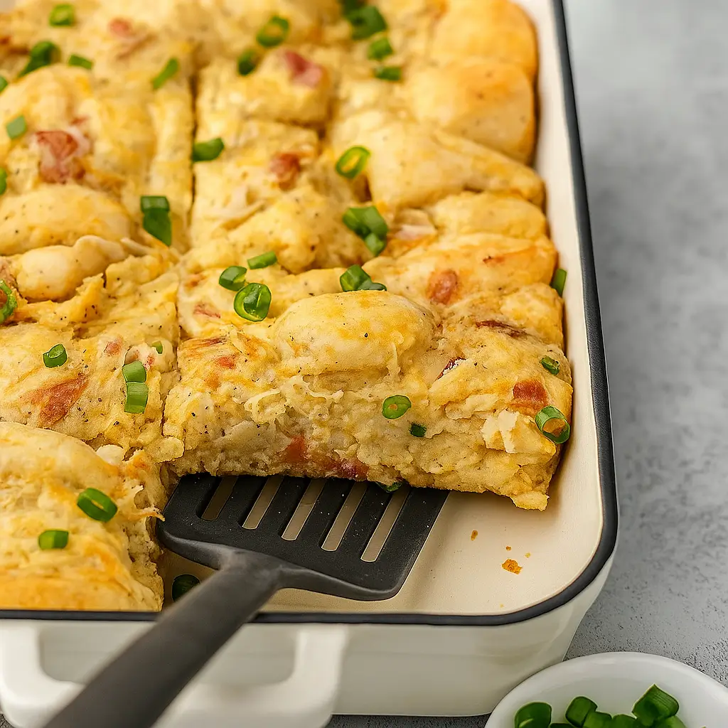 Loaded Chicken and Biscuit Bake fresh from oven