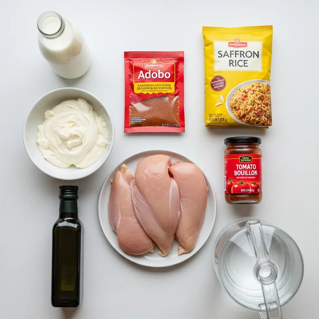 Ingredients for Mexican Chicken and Rice with Queso